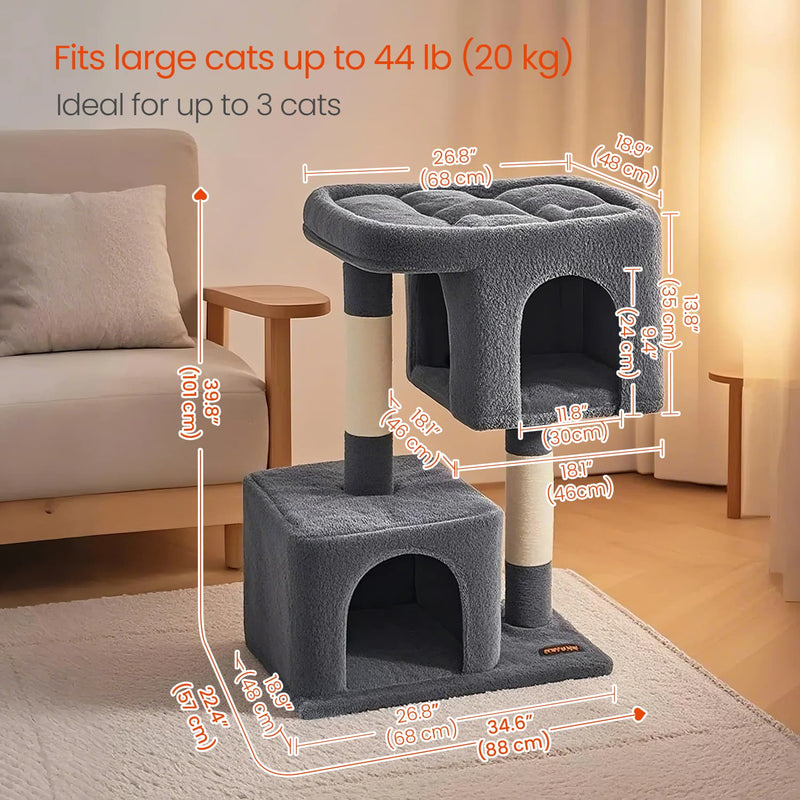 Feandrea cat tree tower dimensions diagram, 68 x 48 x 101 cm