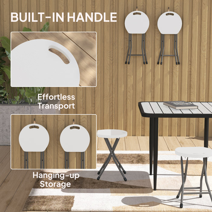 Set of Four White Folding Carry Stools Lightweight and Portable by Outsunny