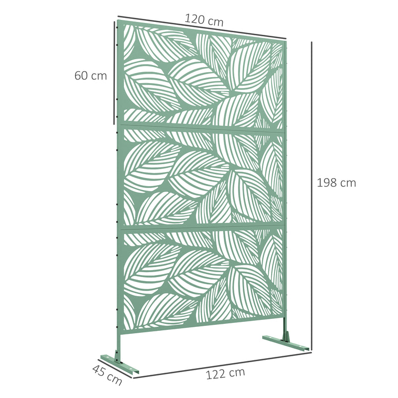 Green Metal Garden Privacy Screens with Leaf Design For Outdoor Space Division