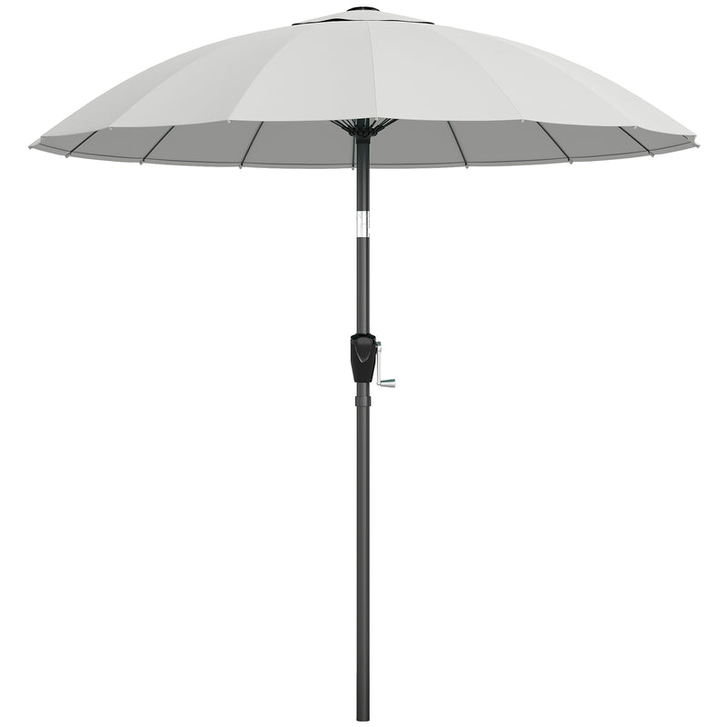 Garden Parasol Umbrella with Adjustable Tilt for Sun Protection and Cooling Shade Light Grey Outsunny