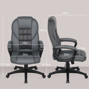 Ergonomic Faux Leather Swivel Office Chair With Adjustable Height Support, Charcoal Grey