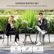 3 Piece Cast Aluminium Garden Dining Set for 2 With Parasol Hole Bronze Tone by Outsunny