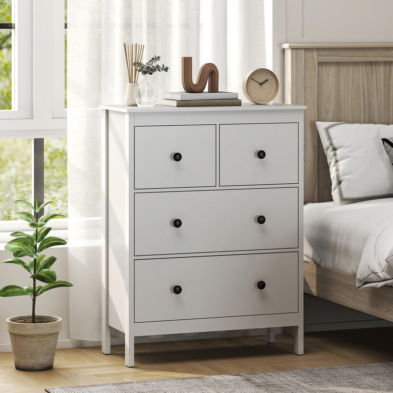 Chest of Drawers for Clothes and Bedding Storage with Smooth Quiet Drawers White AOSOM