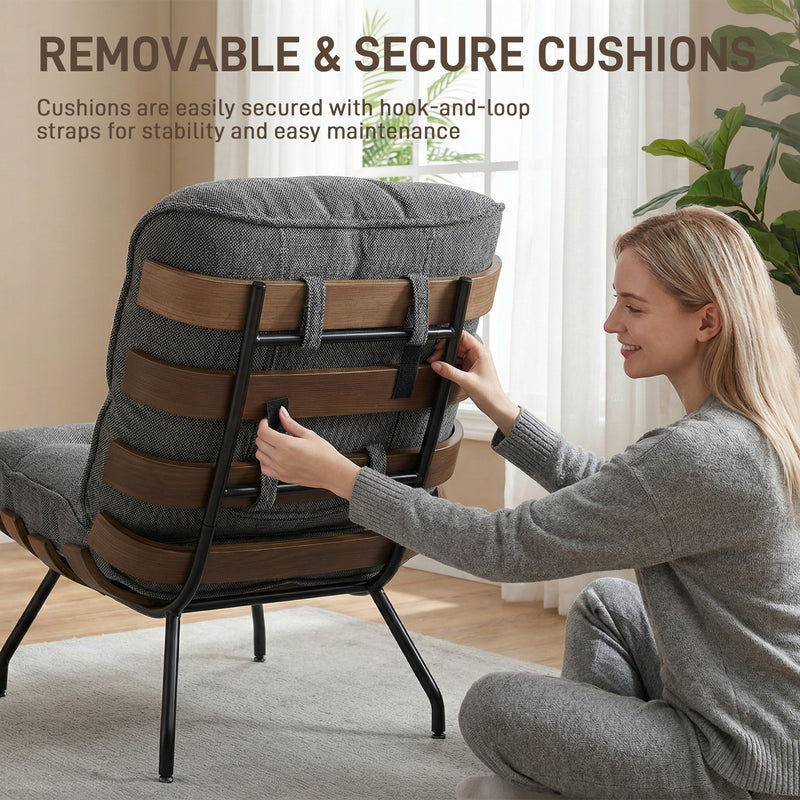 Modern Accent Chair with Thick Cushions for Comfortable Living Room or Bedroom Seating Dark Grey Homcom