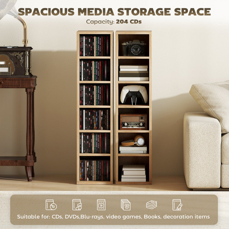 Spacious storage holding CDs alongside games and books