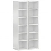 Pair of CD towers with high gloss sides and matte shelves, front view