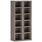 Pair of CD towers in a distressed wood-grain finish, front view