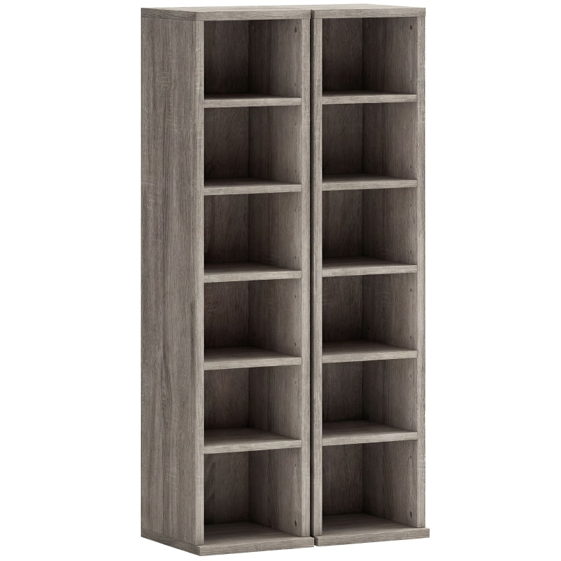 Pair of CD towers in a distressed wood-grain finish, front view
