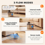 Cordless Pet Water Fountain with Motion Sensor and 4L Tank for Cats and Small Dogs Silver AOSOM