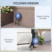 Folding Mosaic Garden Table for Patio or Balcony with Ceramic Top Navy Blue Outsunny
