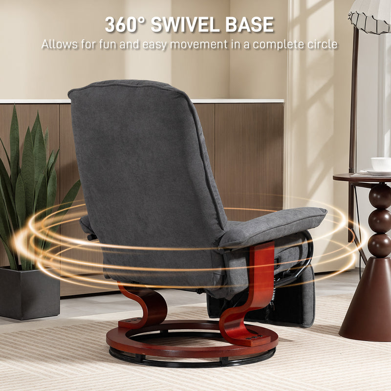 Reclining Swivel Lounge Chair With Padded Footrest For Home Office Comfort Grey