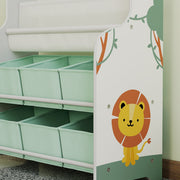 Jungle Themed Kids Storage Shelf With Removable Drawers and Book Racks for Easy Organisation Green Zonekiz