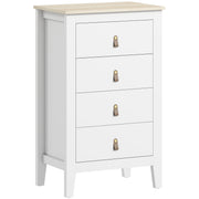4 Drawer Chest of Drawers with PU Leather Handles and Smooth Metal Runners, White