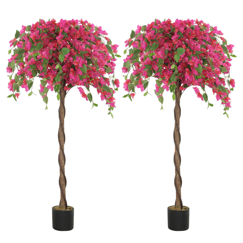 Set of 2 Artificial Murraya Plants 120cm with Purple and Red Flowers for Indoor Decor by HOMCOM