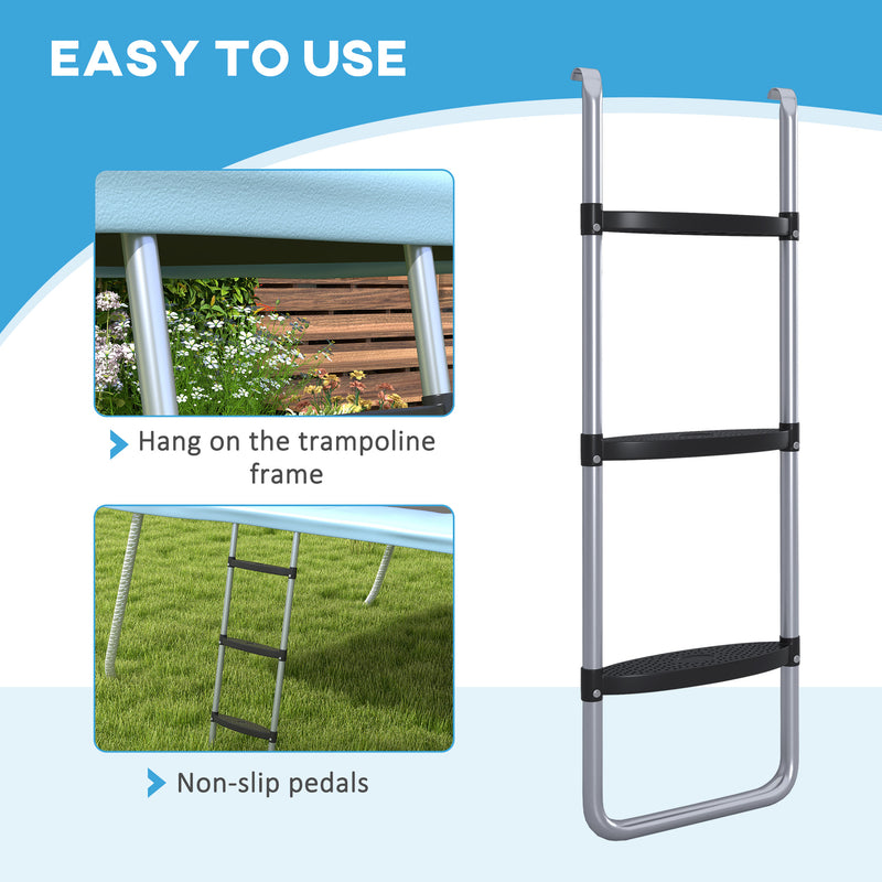 Galvanised Steel Trampoline Ladder 2 or 3 Steps Outdoor Accessory for 6ft to 16ft Trampolines by SPORTNOW AOSOM