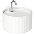PawHut ceramic cat water fountain in white with a chrome tap spout, studio shot