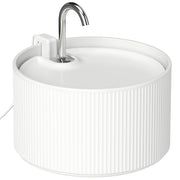 PawHut ceramic cat water fountain in white with a chrome tap spout, studio shot
