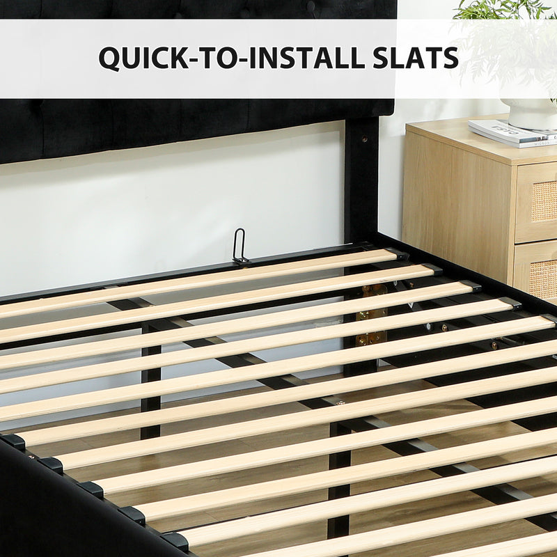 King Size Ottoman Bed Frame with Storage Drawer Ideal for Bedrooms Black