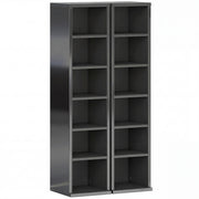 CD and Media Storage Shelves Set of 2 with Adjustable Compartments High Gloss Black AOSOM