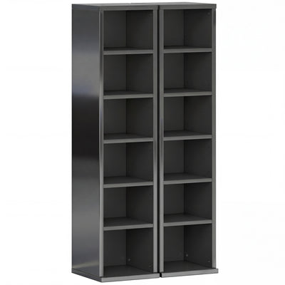 CD and Media Storage Shelves Set of 2 with Adjustable Compartments High Gloss Black AOSOM