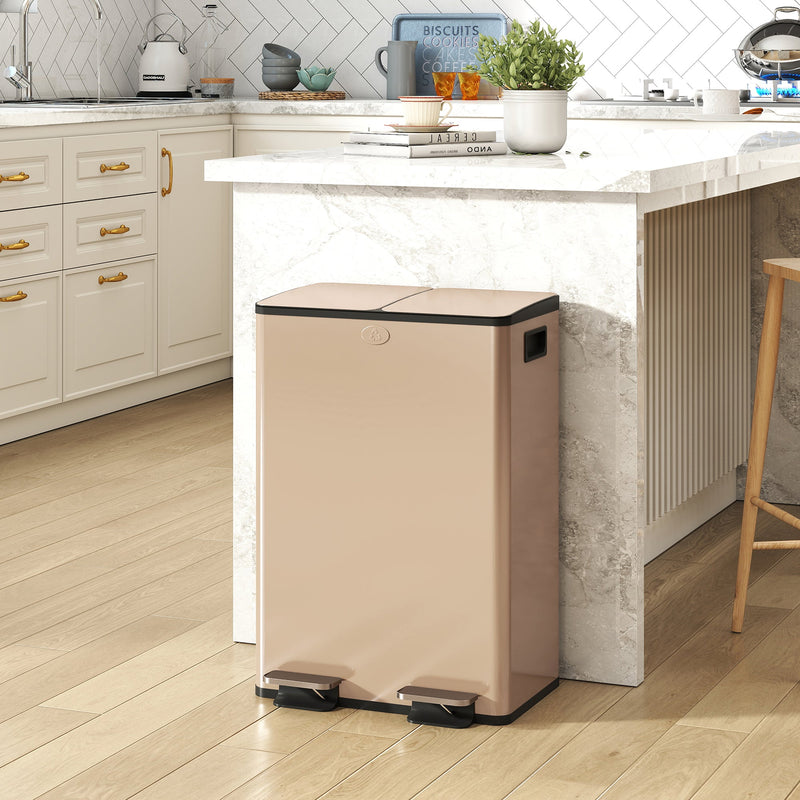 Kitchen Pedal Bin with Dual Compartments for Easy Rubbish and Recycling Separation
