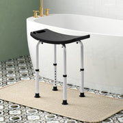 Height Adjustable Shower Stool With Non Slip Feet For Elderly And Disabled Use, Black