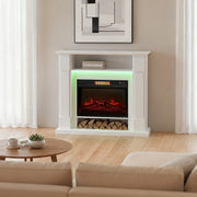 Electric Fireplace Heater with LED Mantel Adjustable Temperature Range Ideal for Homes White