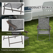 Set of 2 Folding Garden Chairs with Breathable Mesh Seats for Outdoor Use Grey AOSOM