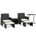 Rattan Lounger Garden Furniture Set 6 Piece with Nesting Tables and Cushioned Seats Outsunny