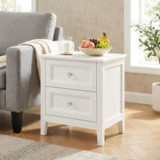 Bedside Table with 2 Drawers for Organised Bedroom Storage White Homcom
