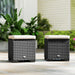 Set of 2 Rattan Storage Ottomans with Cushions for Garden Balcony and Poolside in Cream by Outsunny