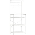 Kitchen Storage Shelf with Wine Rack and Hooks for Small Spaces White