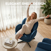 Accent Chair with Swivel Base and Supportive Shell Back for Bedroom Comfort Dark Blue Homcom
