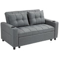 Homcom charcoal grey two seater pull-out sofa bed, studio shot with pillows