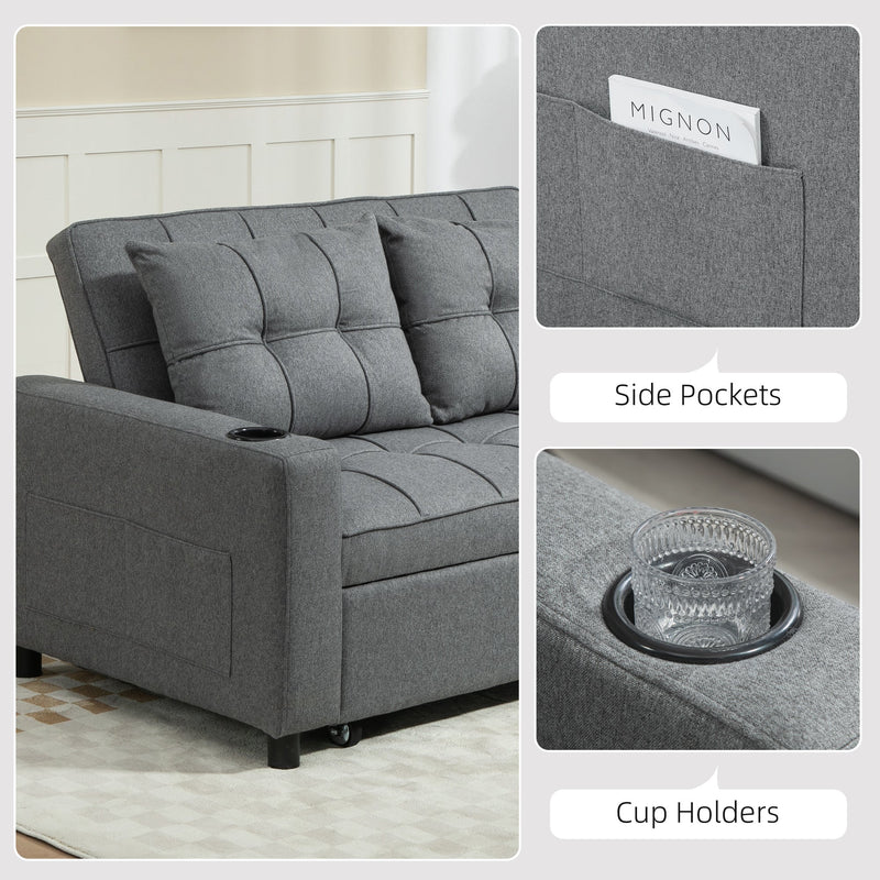 Close-up of the side storage pocket and built-in cup holder