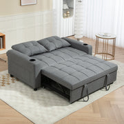 Sofa bed shown pulled out into bed position in a room setting