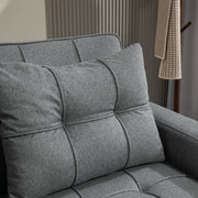 Close-up of the tufted cushion texture and stitching detail