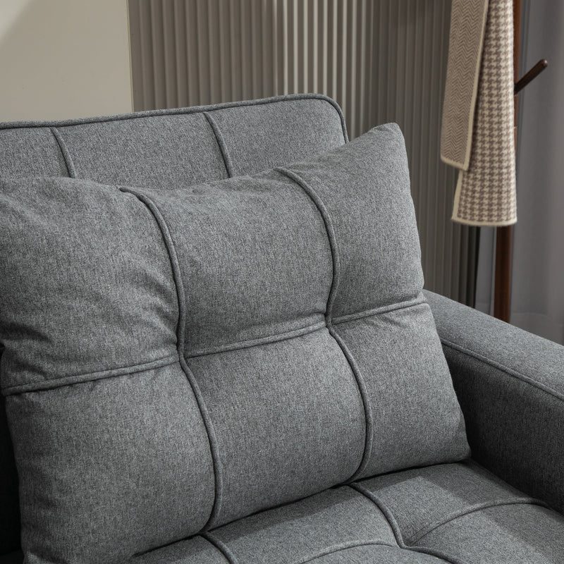 Close-up of the tufted cushion texture and stitching detail