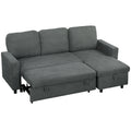 Charcoal grey L-shaped sofa bed with the chaise partly pulled out into a bed