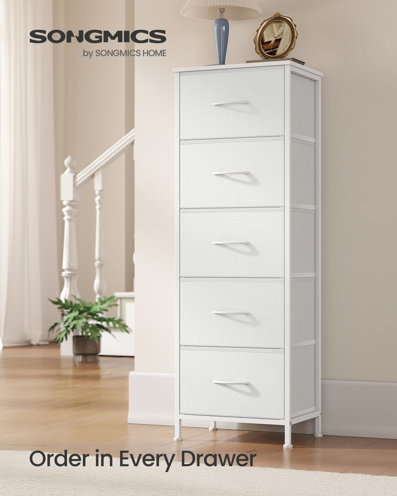 Open fabric drawer showing hidden storage space
