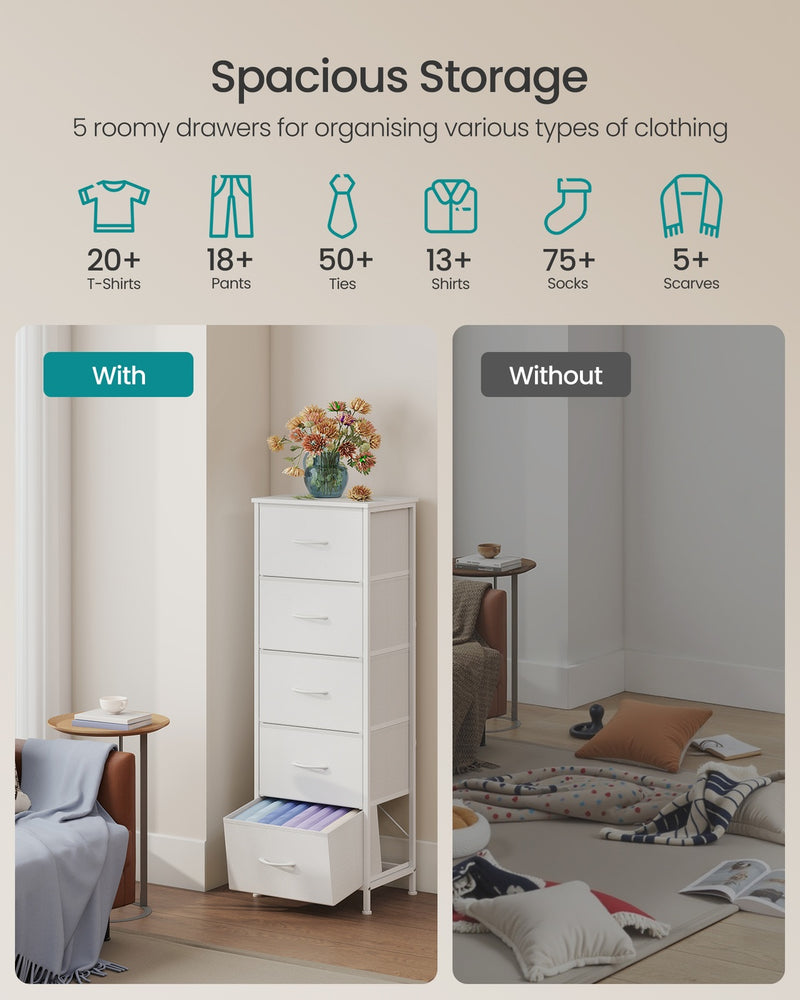 Dimensions diagram of the chest of drawers, 30 x 39.6 x 116.7 cm