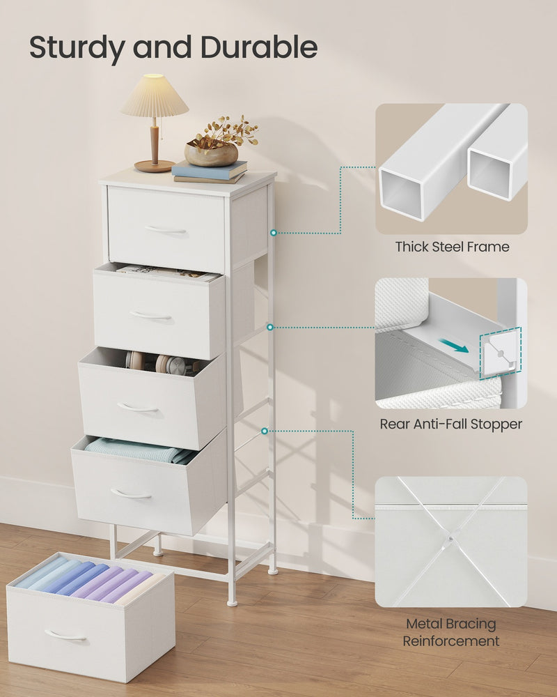 Anti-tip kit and assembly parts included with the chest of drawers