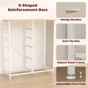 Steel frame with X-shaped reinforcement bars and adjustable feet