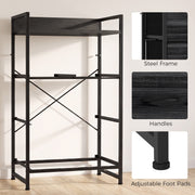 Frame without drawers showing the X-bar brace, with handle and foot pad close-ups
