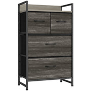 Studio shot of the slim chest of drawers with two small and two large fabric drawers