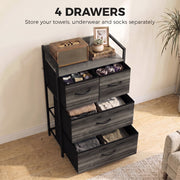 Four drawers feature image with clothes stored separately in small and large drawers