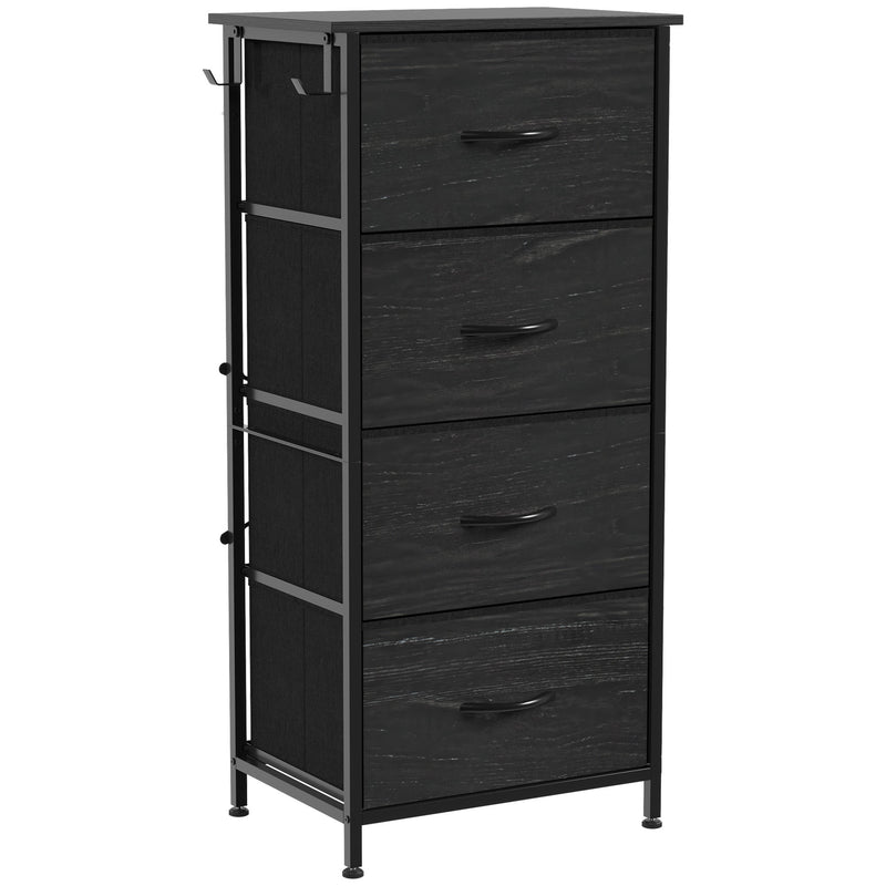 Homcom 4 drawer black fabric chest of drawers, angled view