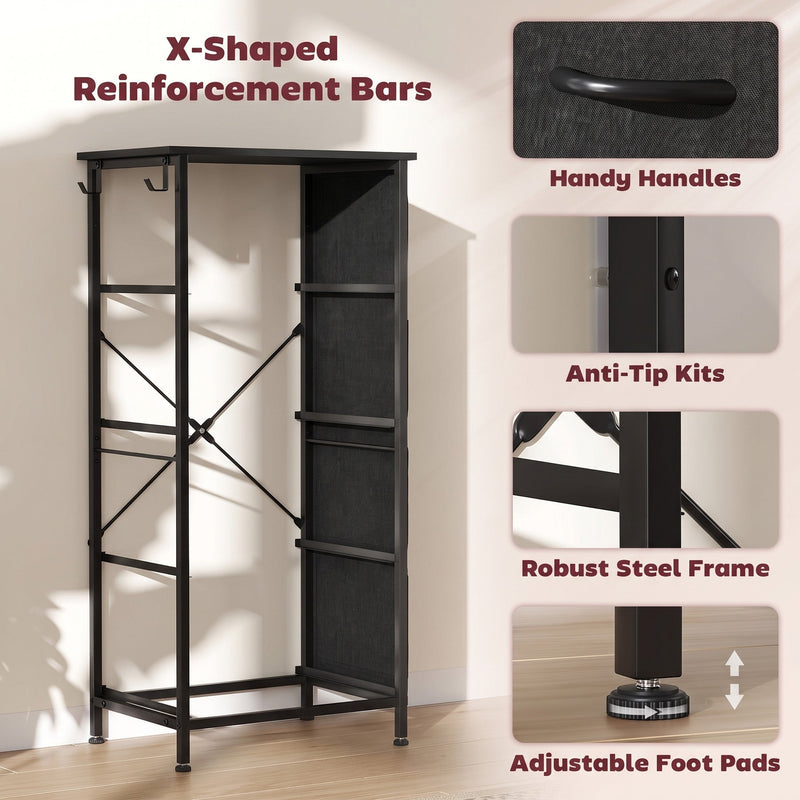 Steel frame with X-shaped reinforcement bars, handle, anti-tip kit and adjustable foot
