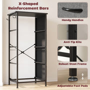 Close-ups of the X-shaped steel bars, handles, anti-tip kit and adjustable foot pads