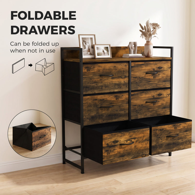 Foldable drawers shown with one drawer folded flat beside the chest